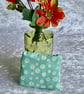 ECO COTTON FOLD AWAY POCKET SHOPPING BAG REUSABLE GIFT in GREEN & DAISIES