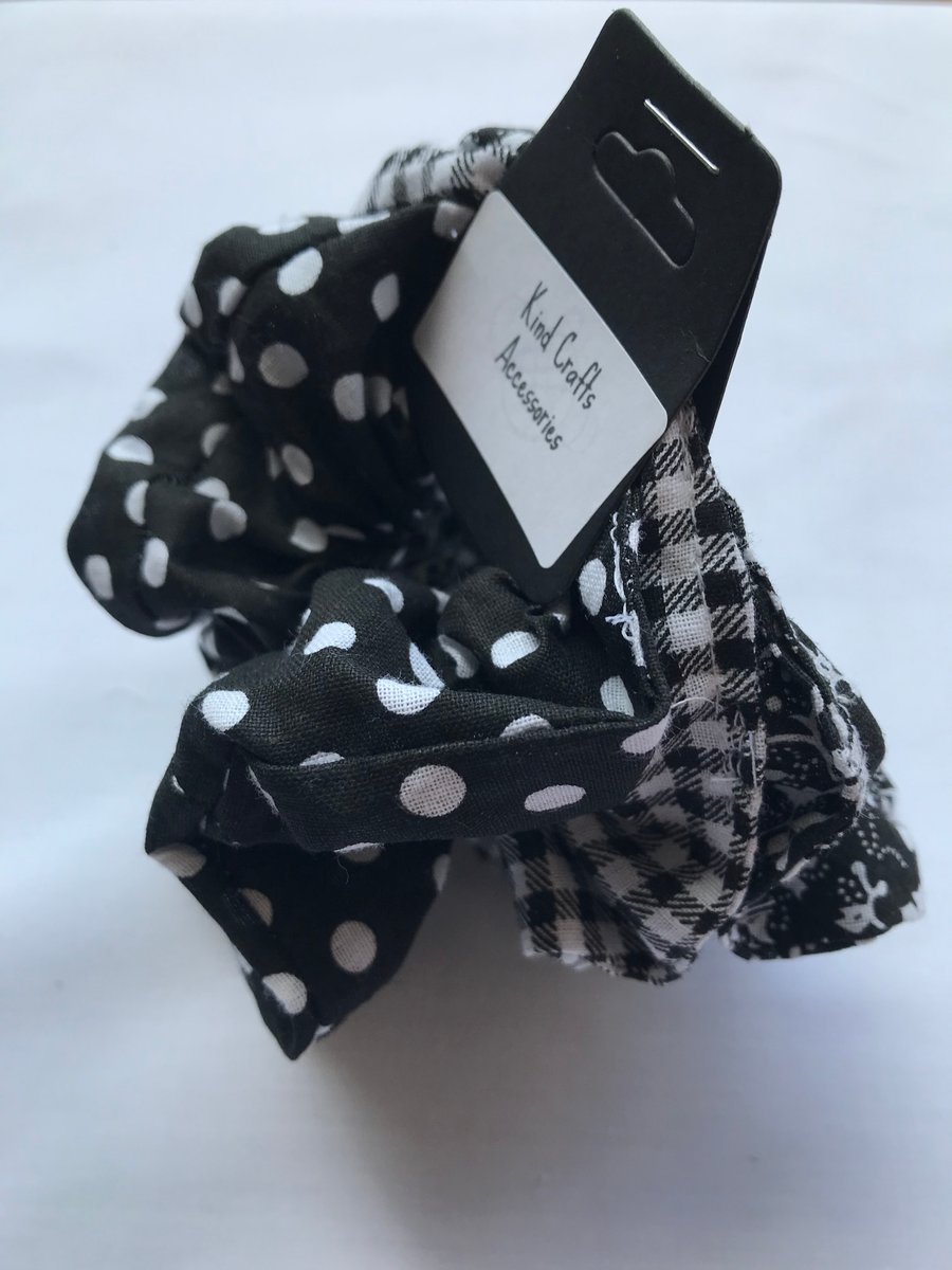 Pack of Three cotton hair scrunchies, Children's hair scrunchies 3 for 2 pounds.