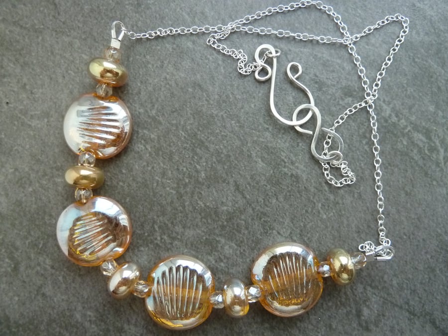 sterling silver necklace, lampwork glass beads