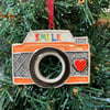 Fun ceramic Camera Christmas decoration orange