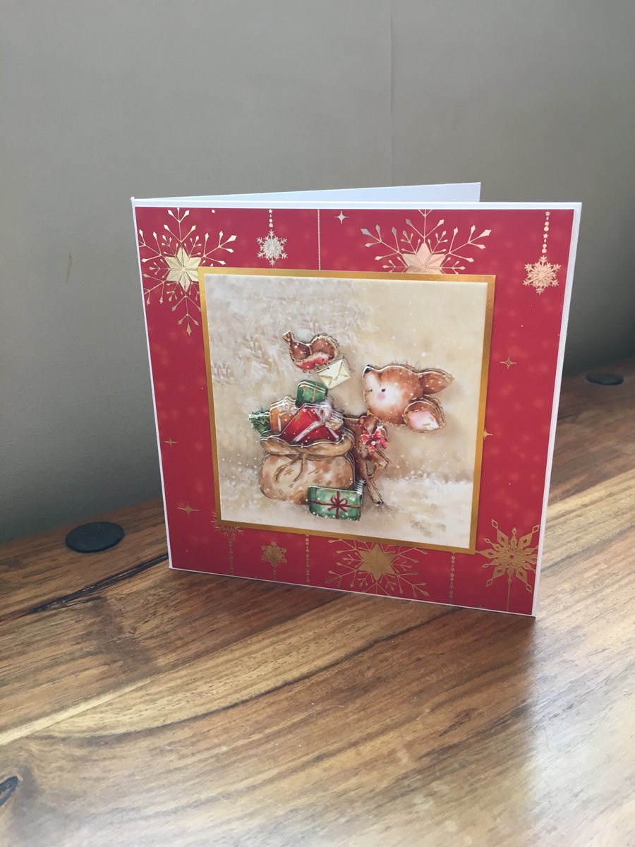 3D Christmas Card - Reindeer - Blank Inside