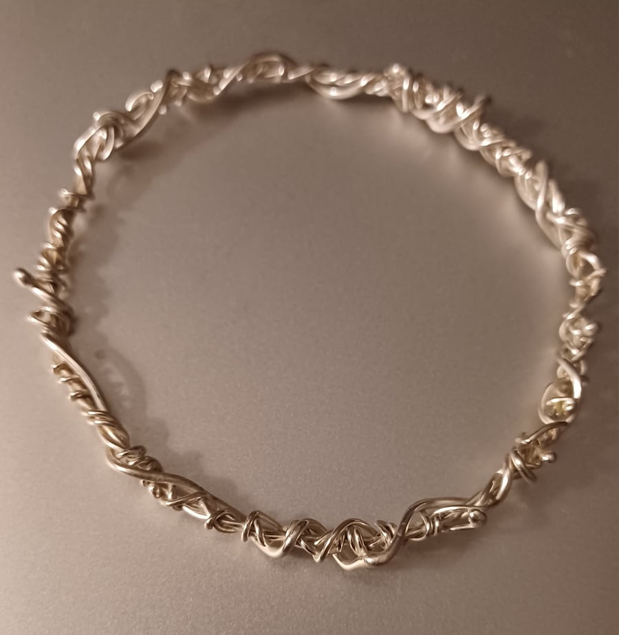 Silver scribble bangle