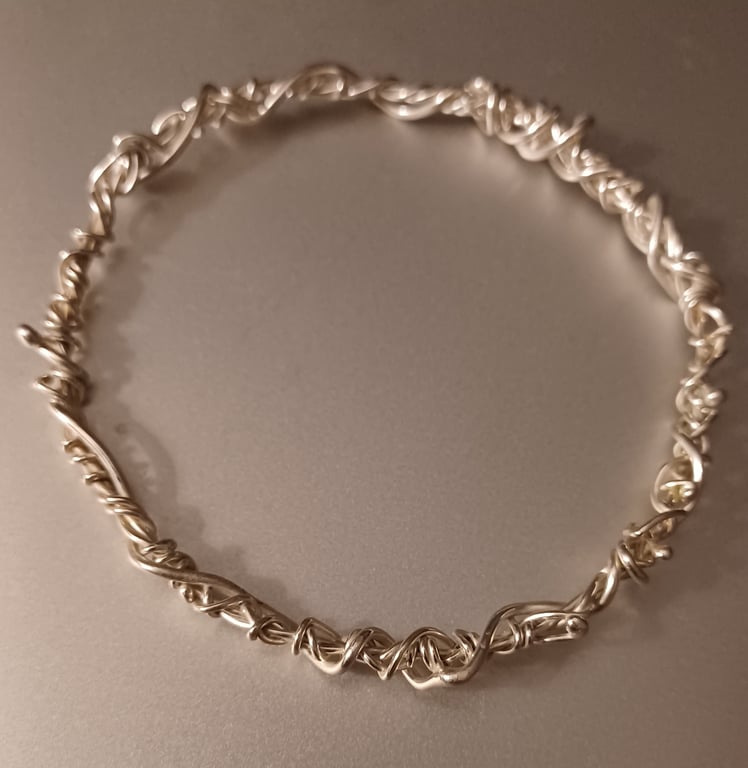 Silver scribble bangle