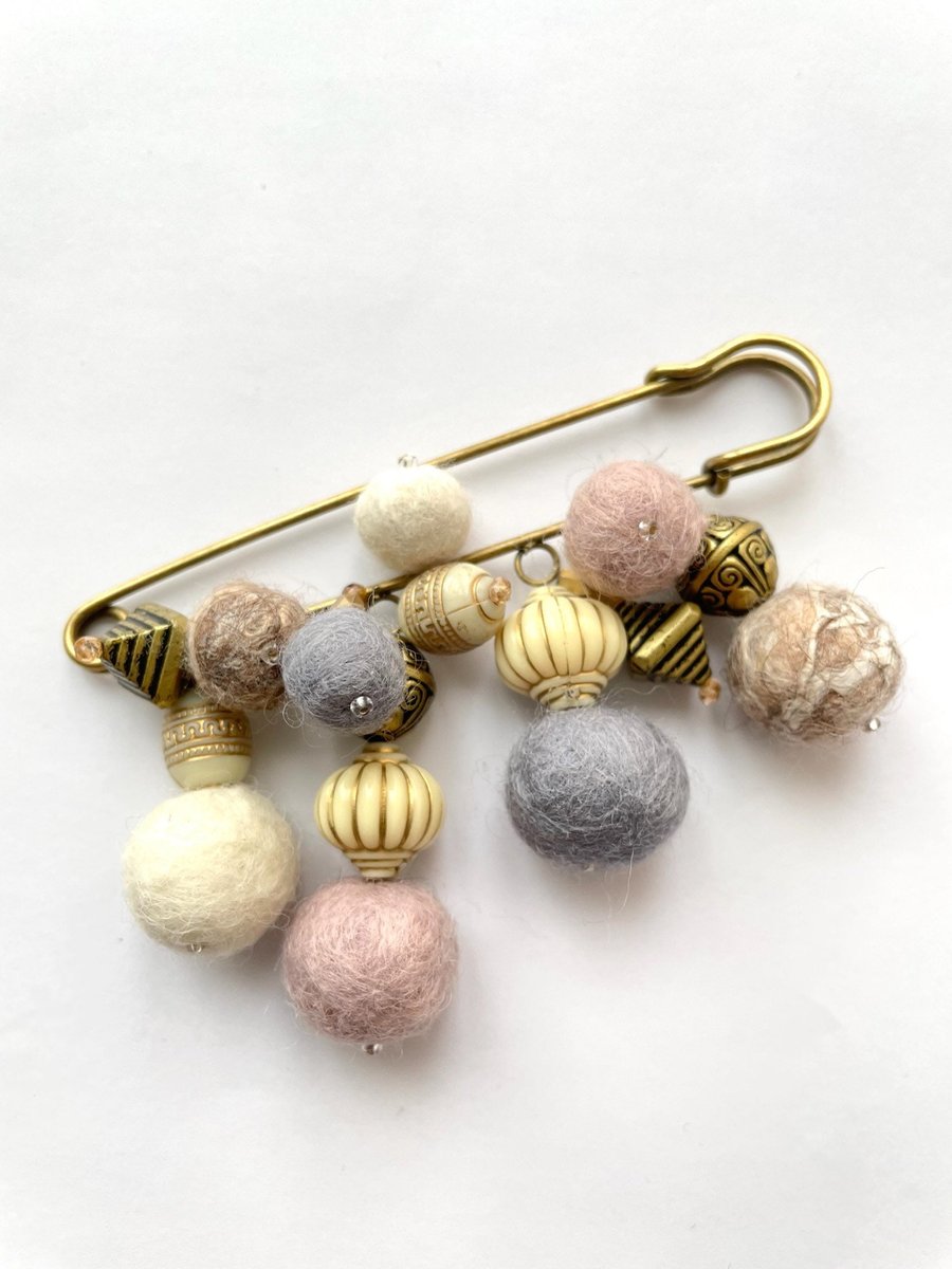 Scarf Pin Handcrafted Jewelry Contemporary Merino Wool Shawl Pin Handmade Brooch