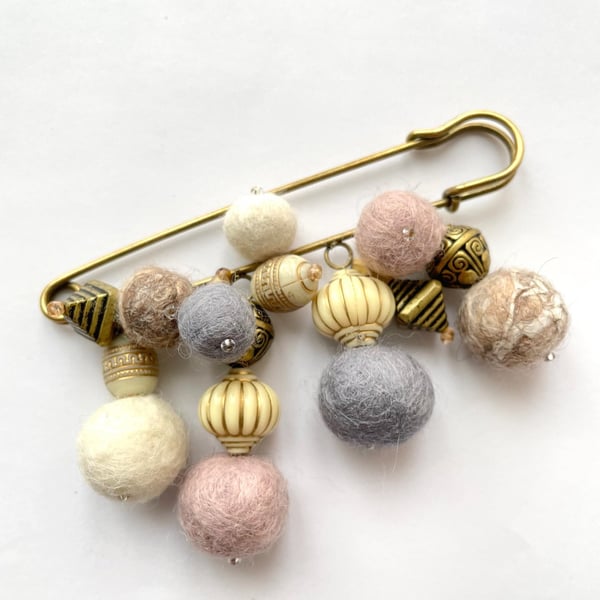 Scarf Pin Handcrafted Jewelry Contemporary Merino Wool Shawl Pin Handmade Brooch