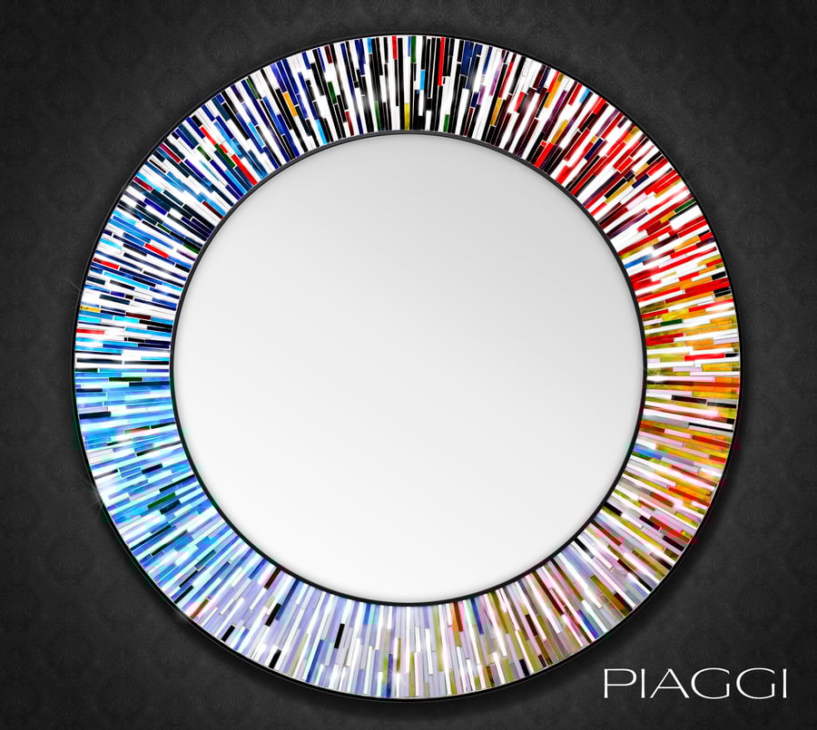 Roulette PIAGGI multicolour glass mosaic round mirror