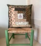 Christmas Patchwork Log Cabin Embroidered Cushion  - Image 4