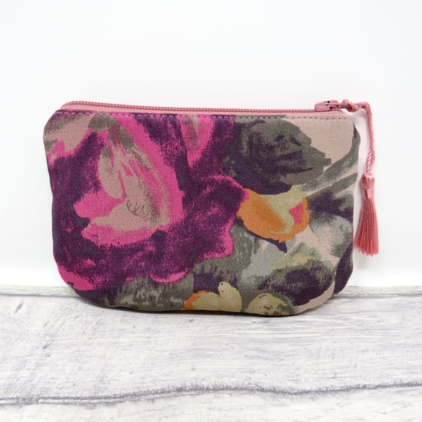 Floral silk coin purse