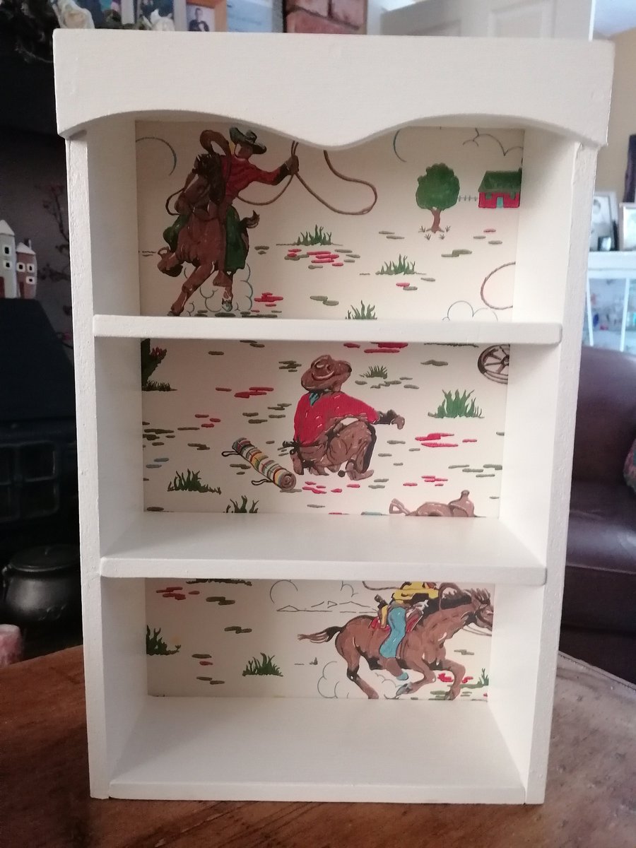Large Wooden Display Shelf Storage Unit Handcrafted with Vintage Cath Kidston Ra