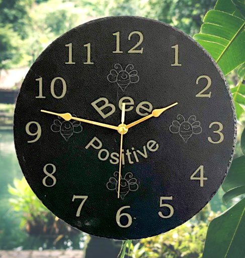 Bee Positive Engraved Honey Bee Clock - Folksy