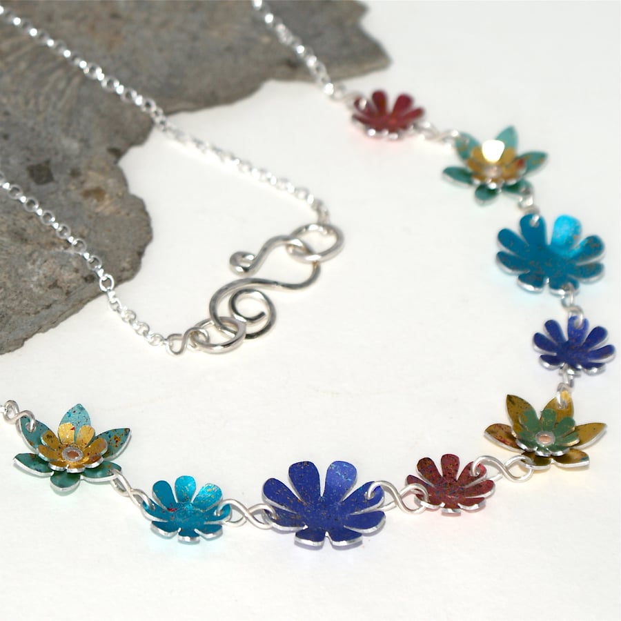 Spring flowers statement necklace