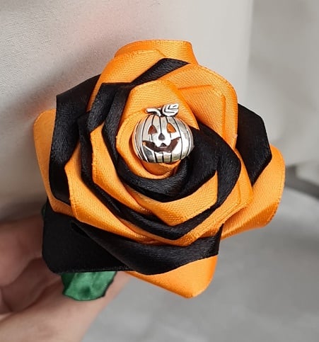 Gorgeous Handmade Pumpkin Ribbon Rose - Long St... - Folksy