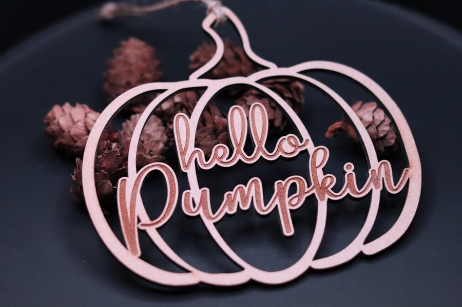 Hello Pumpkin Wooden Hanging Decoration - Halloween & Autumn Decoration