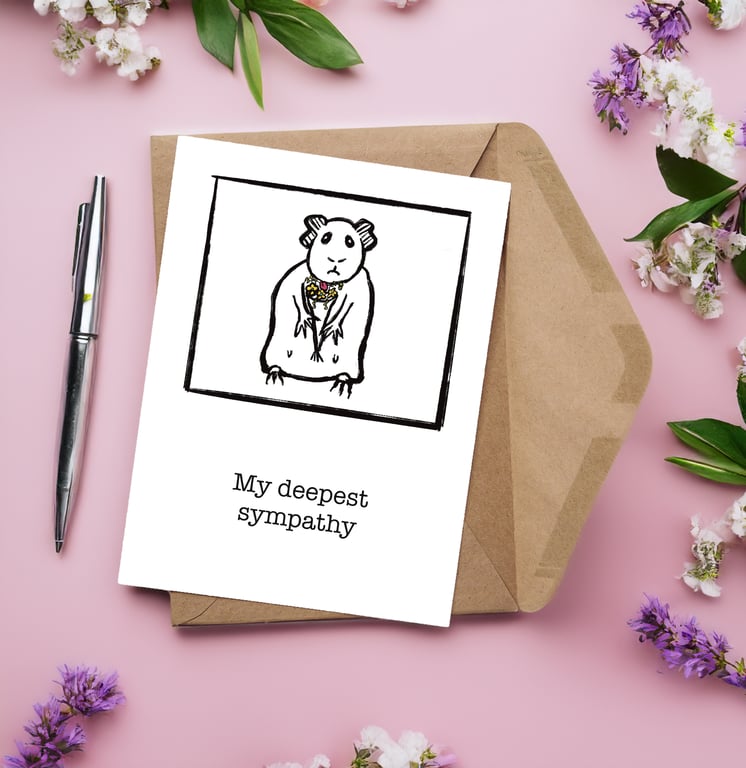 My deepest sympathy Guinea pig blank card