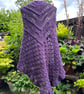 Aubergine Triangle Lace Shawl in recycled acrylic yarn  - Image 2