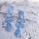 Marbled blue, white and silver earrings 