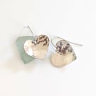 Heart Domed Textured Sterling Silver Drop Earrings
