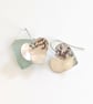 Heart Domed Textured Sterling Silver Drop Earrings