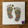 Beautiful Floral Baby Feet (new baby card) 