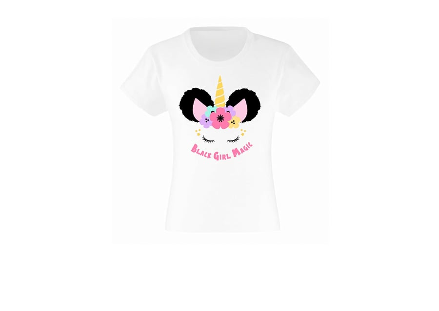 Afro Puff Unicorn T shirt - Custom Printed T shirt