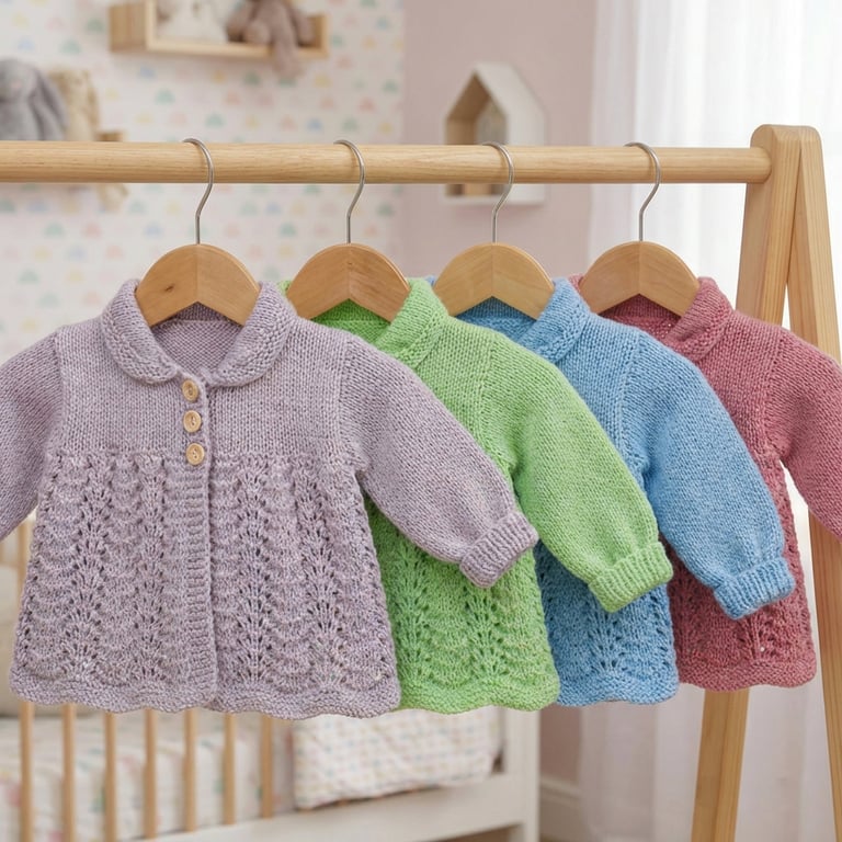 Hand Knitted Baby Cardigan, Vintage Style, Gender-Neutral, 0-3 Months