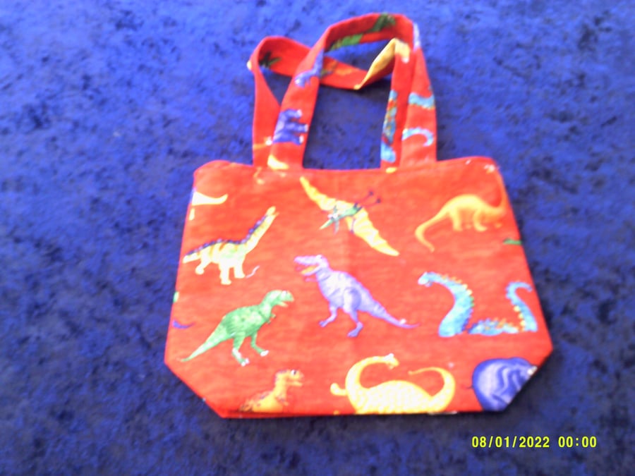 Multi Coloured Dinosaurs Childs Fabric Handbag