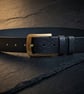 Black Full Grain Embossed Cowhide Belt Floral Basketweave Mens Belt 38mm
