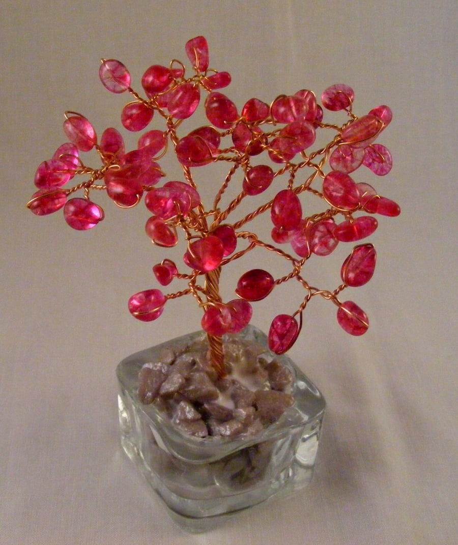 Fuchsia Quartz Gemstone Tree