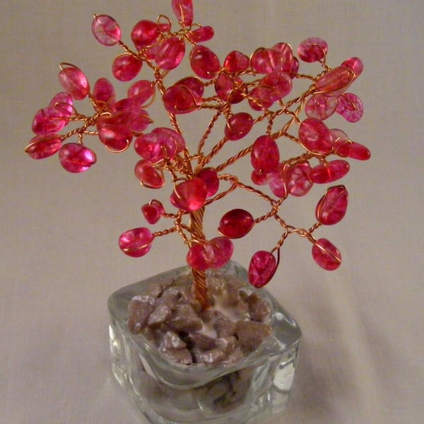 Fuchsia Quartz Gemstone Tree