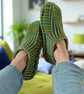 Lime & Blue Crochet Slipper Socks – Handmade Cosy Socks - Image 6