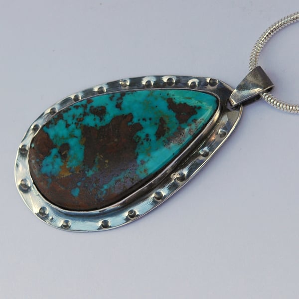 Sterling Silver and Turquoise Teardrop Pendant,  P129