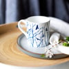 Fine bone china flock of birds & branches blue and white mug