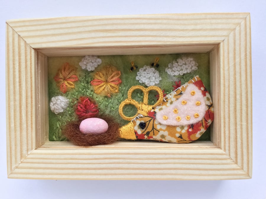Mini shadow box frame 'Elsie' chick.