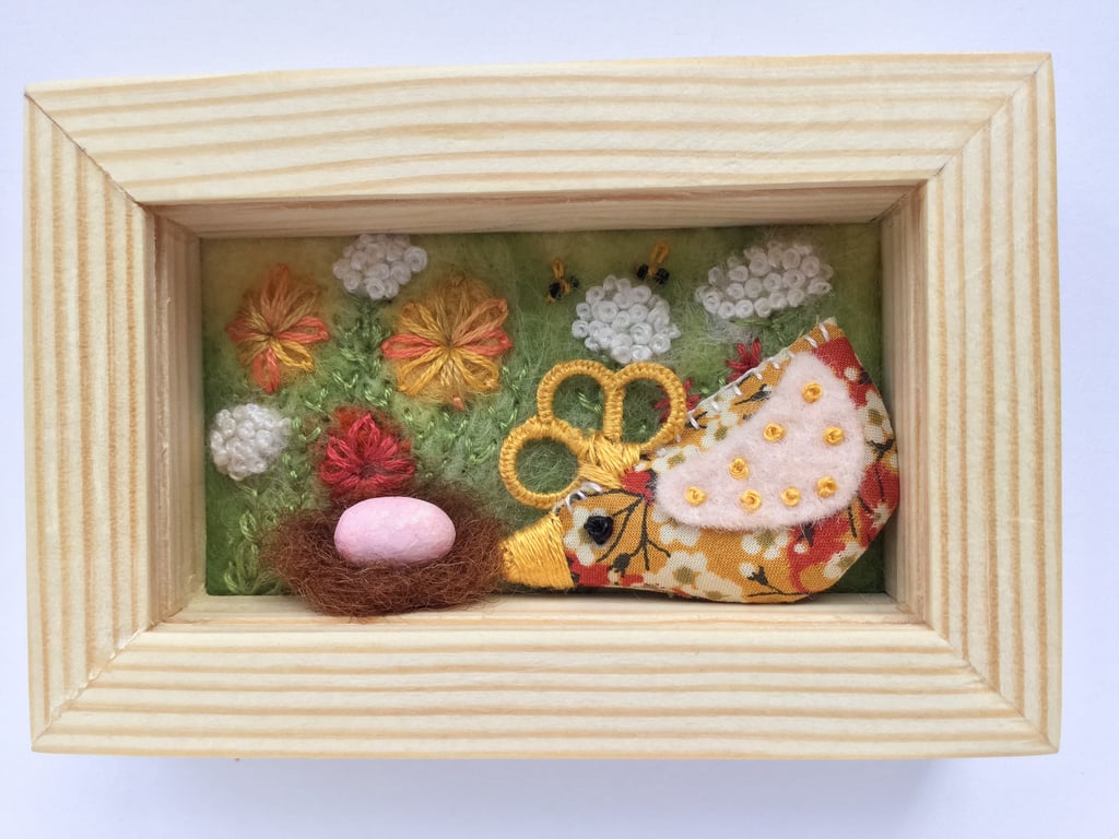 Mini shadow box frame 'Elsie' chick.