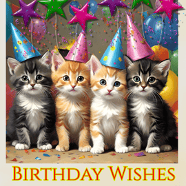 Birthday Wishes From All Of Us Cats Card A5