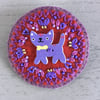 Hand Embroidered Lavender Cat Brooch 