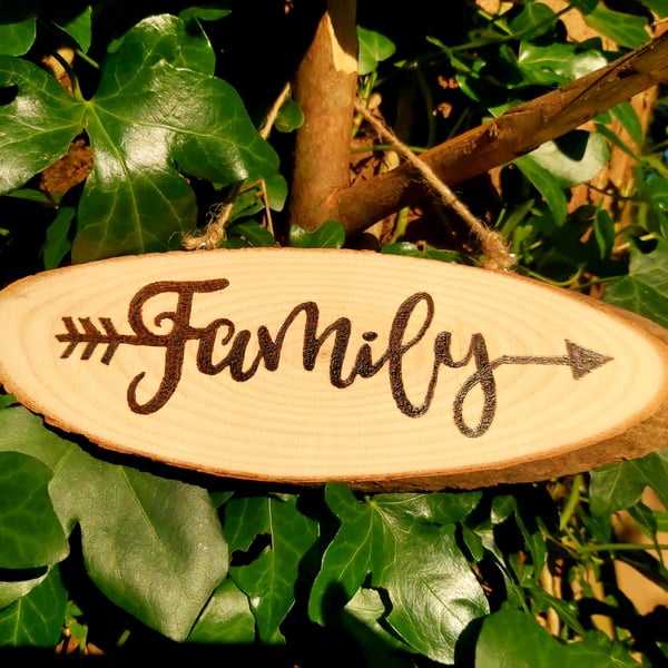 Family Pyrography Wood Sign