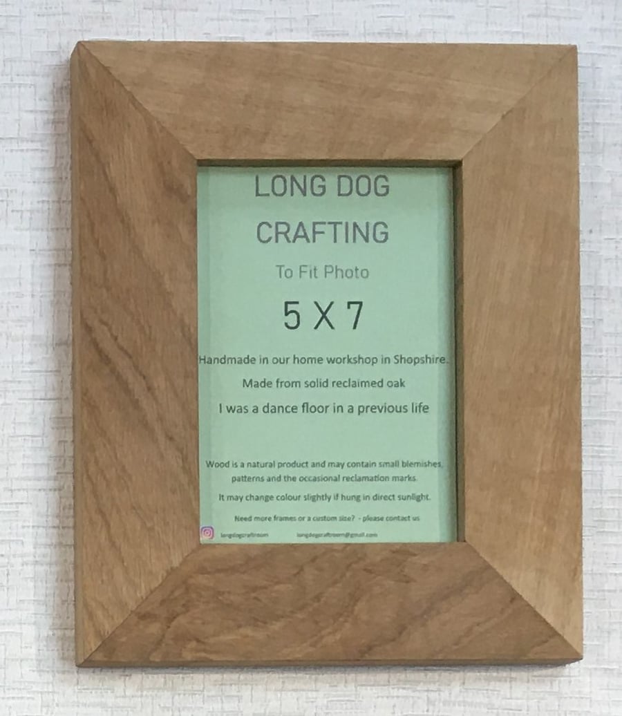 Photo Picture Frame hand crafted from Solid Reclaimed Oak