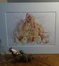 An A4 or A3 signed print of an original painting of a Mother hen with chicks