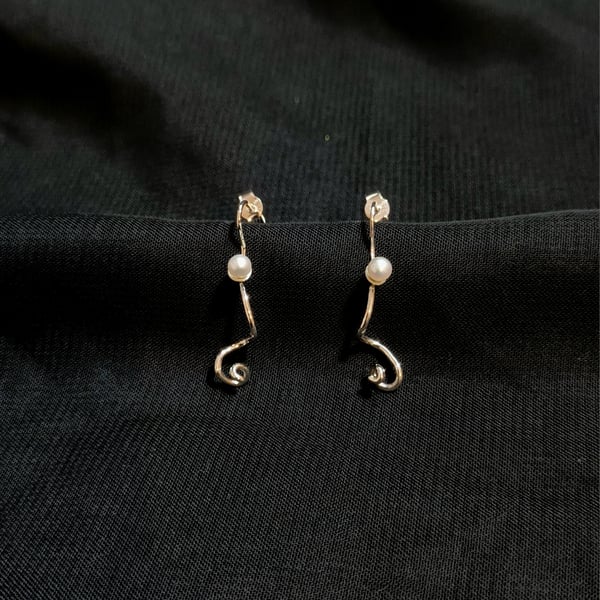 Rhea earrings - dainty silver earrings, minimalist pearl earrings