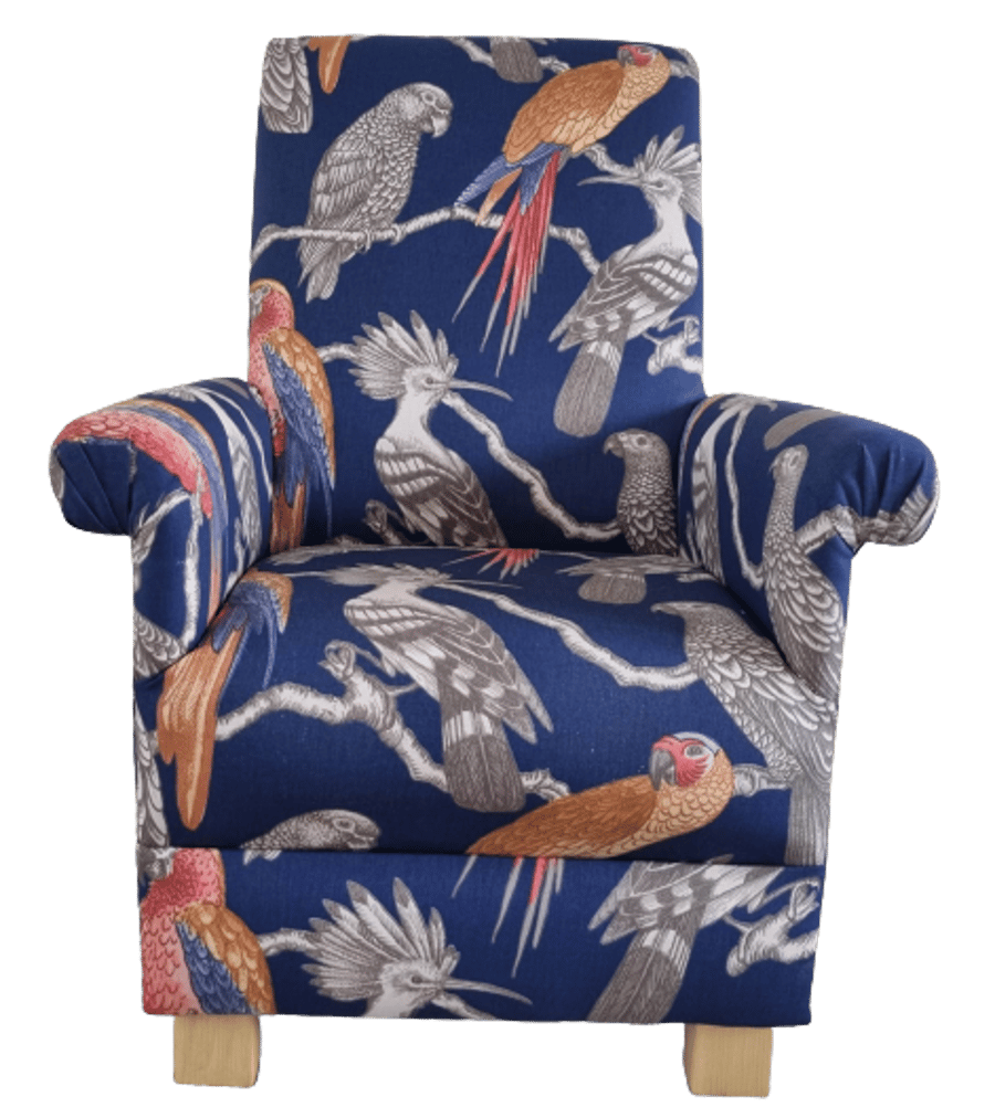 Children's Armchair iLiv Aviary Garden Navy Blue Fabric Chair Boys Girls Kids 