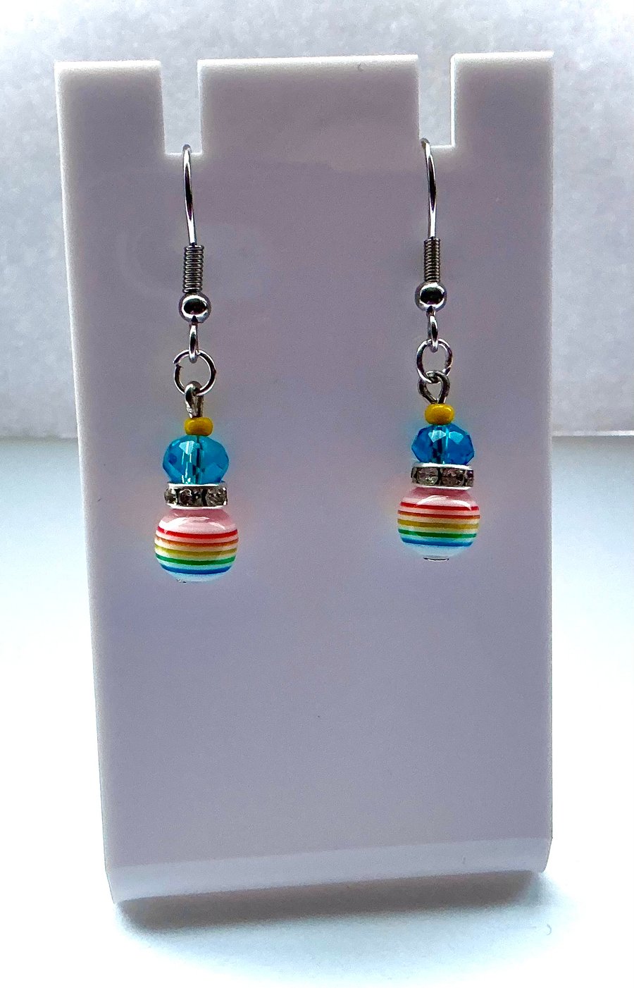 Multicoloured Striped Bead Earrings