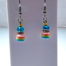 Multicoloured Striped Bead Earrings