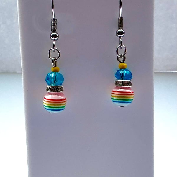 Multicoloured Striped Bead Earrings