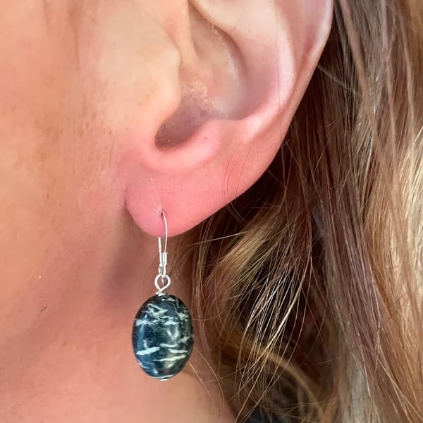 Jasper Oval Drop Earrings 