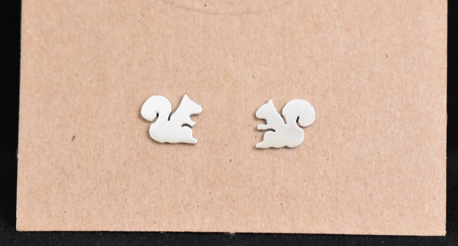 Squirrel stud earrings in sterling silver