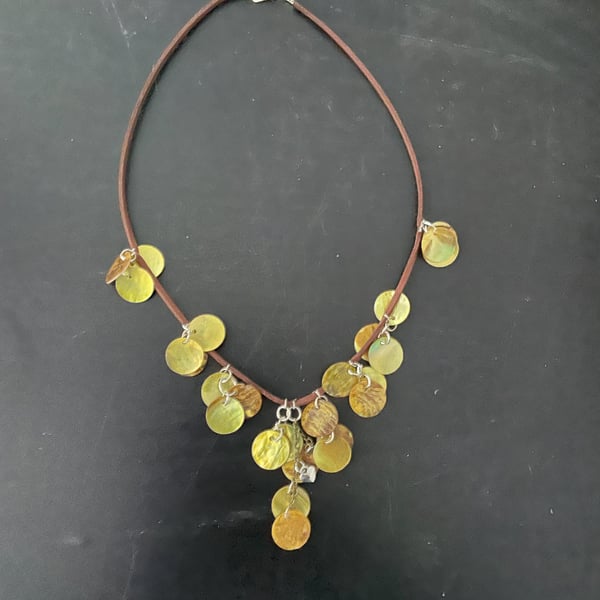 Gold Shell Charms on Faux Leather Cord