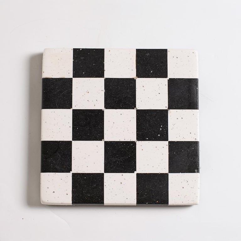 Checkered Coaster – Black & White Jesmonite, Handmade Home Decor, Wedding gifts