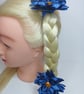 Handmade Dark Blue Ribbon Flower Hair Accessories with Amber Gem – Set of 2 - Image 6