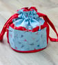 Small Drawstring Reversible Knitting or Crochet Project Bag - Image 1